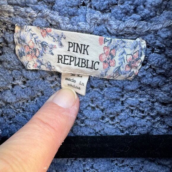 Pink Republic Womens Blue Chunky Knit Cowl Neck Lightweight Knit Sweater XL - Picture 5 of 10